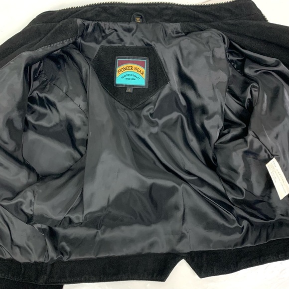 Vintage Pioneer Wear Women L Suede Leather Jacket Concho Fringe Studded Western - Picture 10 of 16